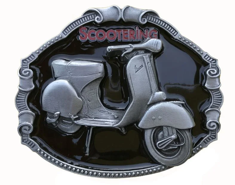 Unique antique brass belt-Vespa Scooter Black Belt Buckle