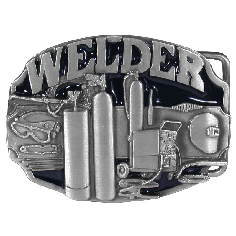 Elegant navy suede belt-Welder Belt Buckle