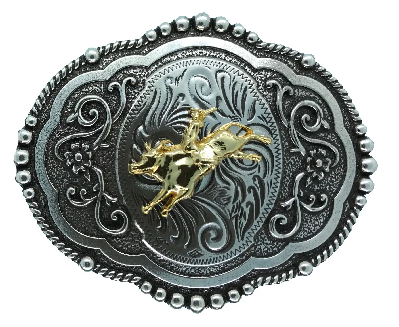 Elegant black fabric belt-Wrangler Bull Rider Belt Buckle