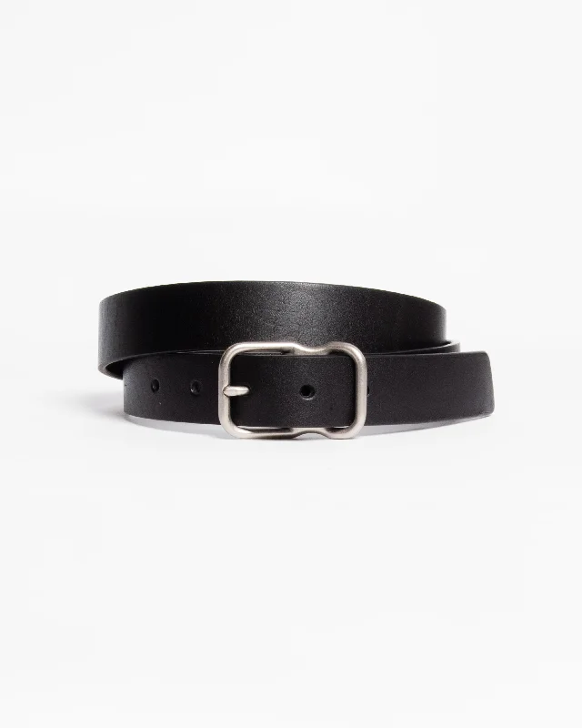 Slim nylon studded belt-118 Signature Leather Belt - Narrow - Black - Nickel