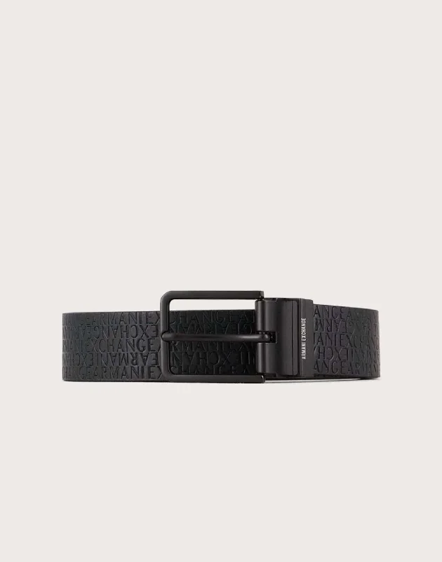 Handmade leather striped belt-Armani Exchange Reversible Belt