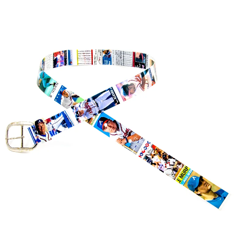 Wide suede studded belt-Atlanta Braves Baseball Card Belt