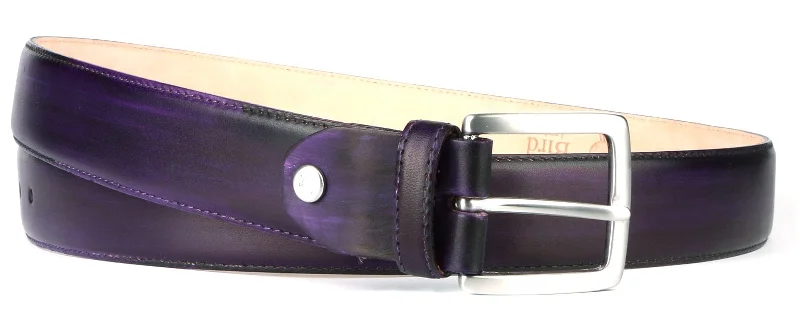 Rustic brown suede belt-Leather Belt Aubergine/Eggplant