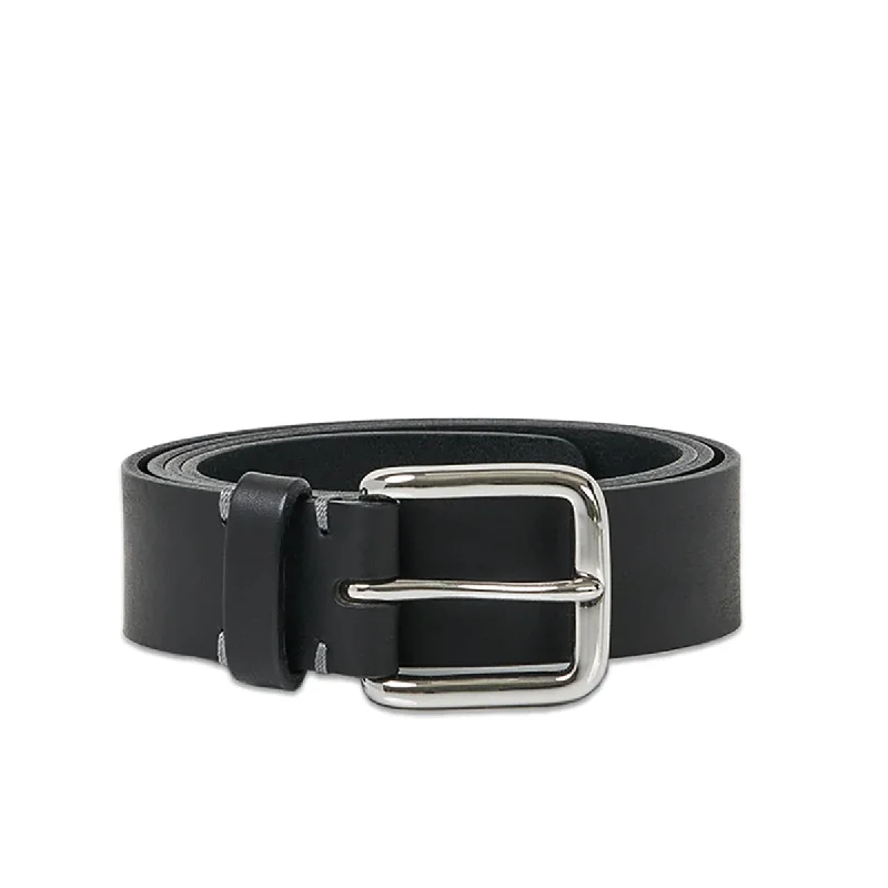 Wide leather cowboy belt-Awling Pitch Black & Nickel Modernist Belt