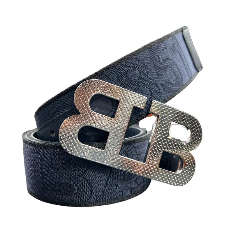 Contemporary woven leather buckle-Bally Mirror B 1851 Navy Belt