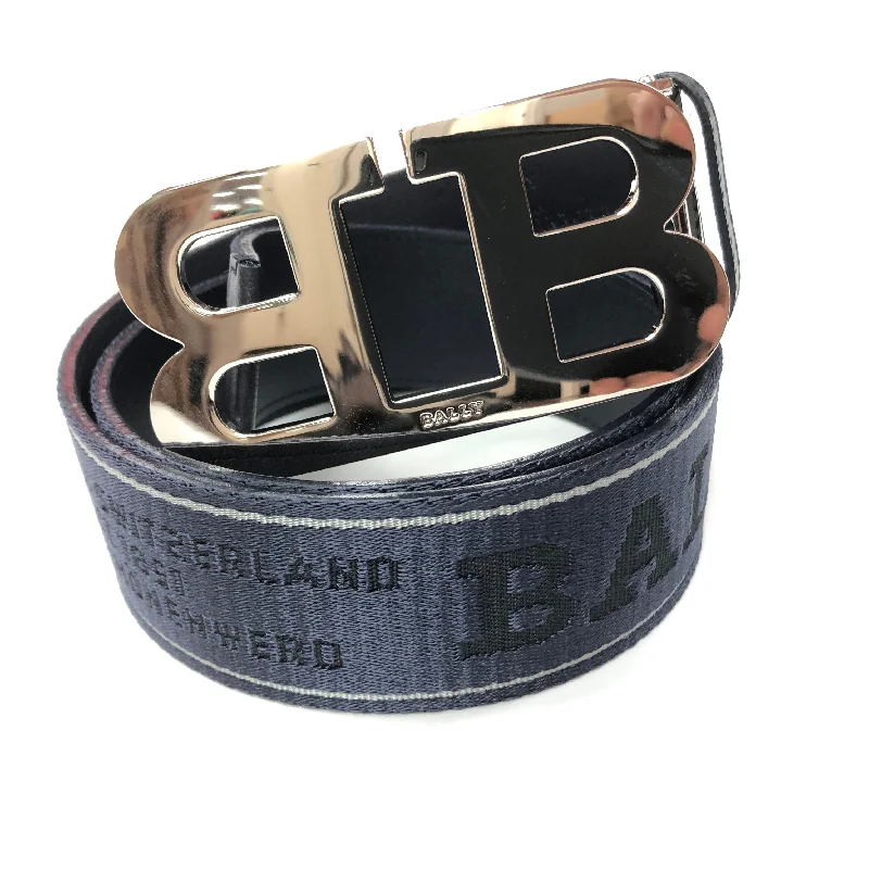 Minimalist beige leather buckle-Bally Mirror B Belt-Navy