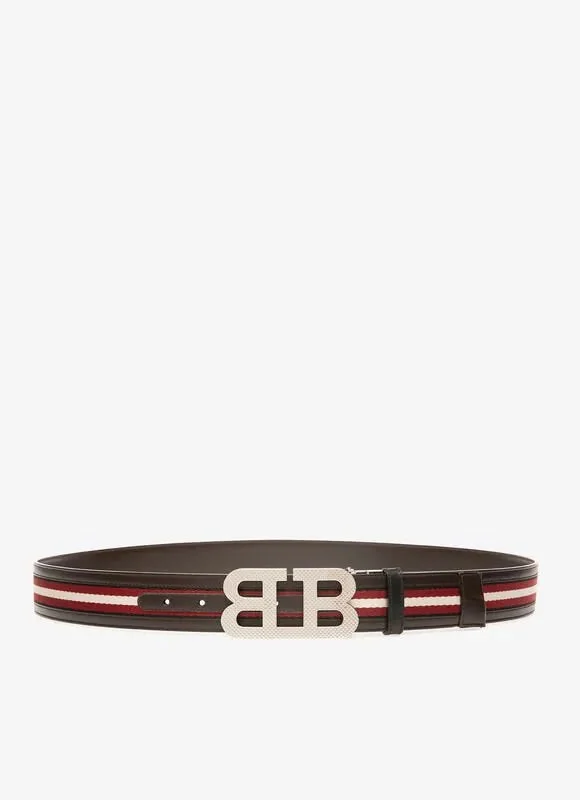 Handmade corduroy gray belt-Bally Mirror B Brown Belt