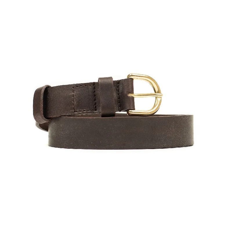 Minimalist white canvas buckle-One-inch belt in espresso brown Suportlo calf (restock)