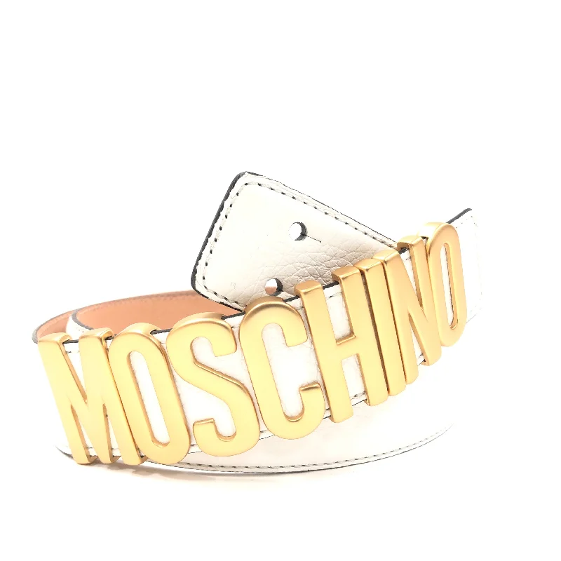 Rustic tan nylon belt-Belt In Leather With Logo (Gold/White)