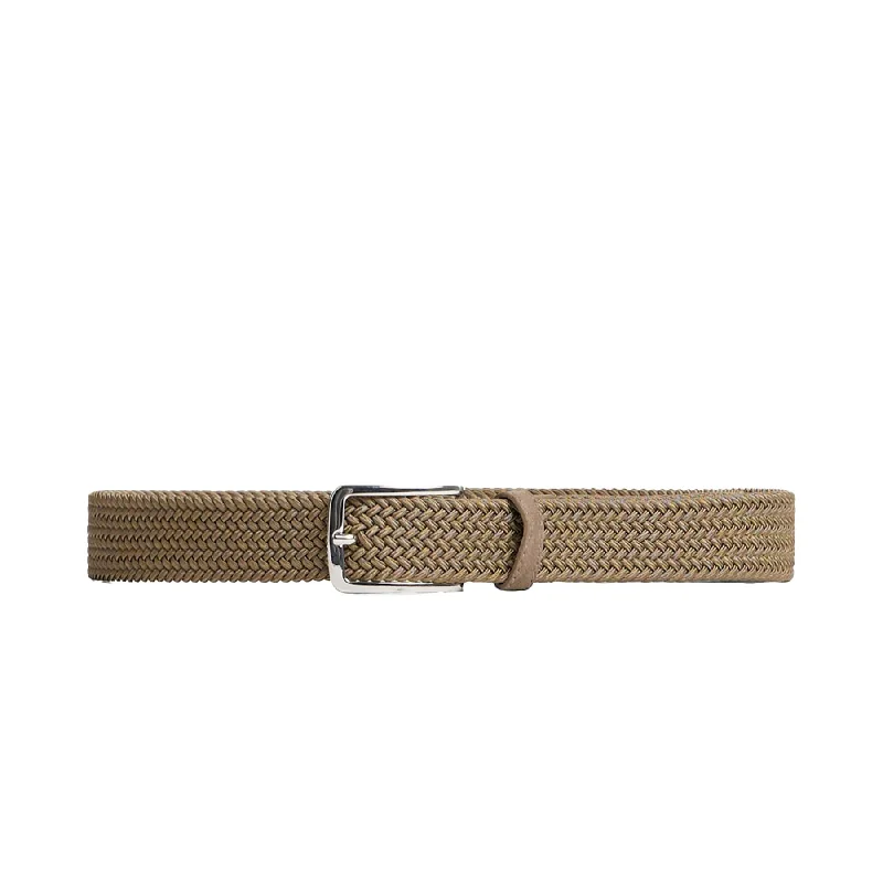 Handcrafted corduroy tan belt-Ben Braided Elastic Belt Walnut - SS24