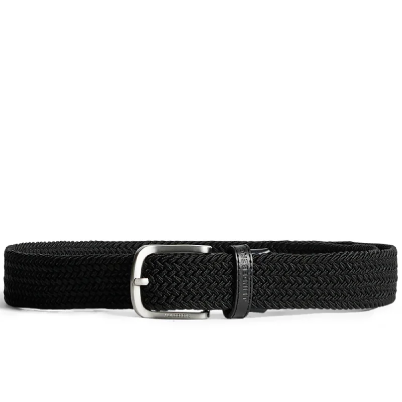 Rustic tan leather belt-Bernhard Braided Elastic Belt Black - AW24