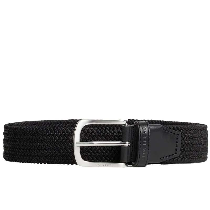 Minimalist gray suede belt-Bernhard Braided Elastic Belt Black - SS24