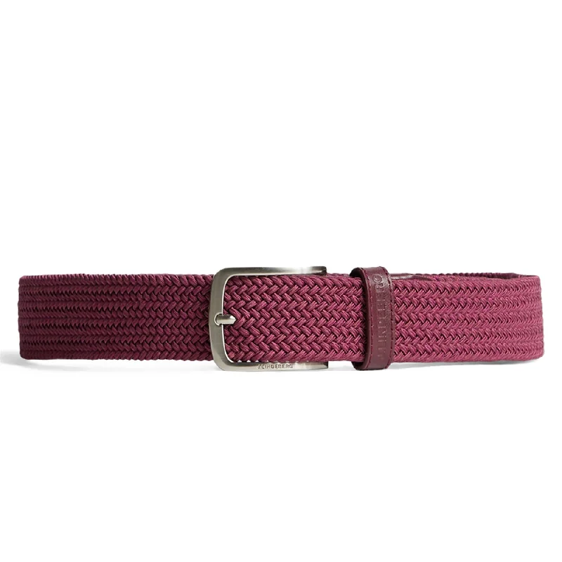 Unique brass studded belt-Bernhard Braided Elastic Belt Cabernet - AW24