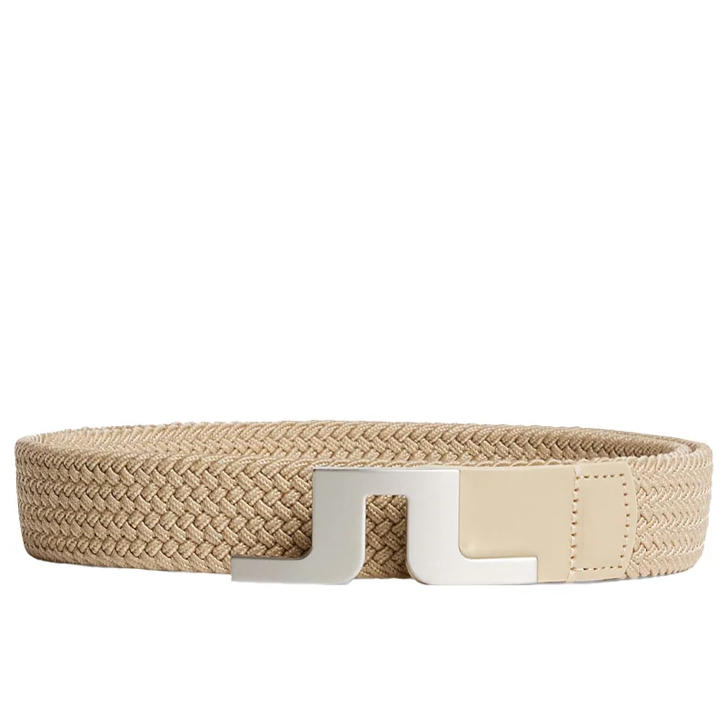 Unique reversible black belt-Berry Braided Elastic Belt Safari Beige - SS24