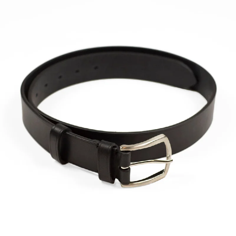 Handcrafted suede floral belt-Black calf Olimpo casual belt