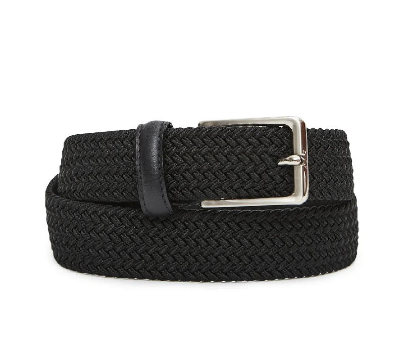 Slim canvas studded belt-Black Fine Webbing Belt