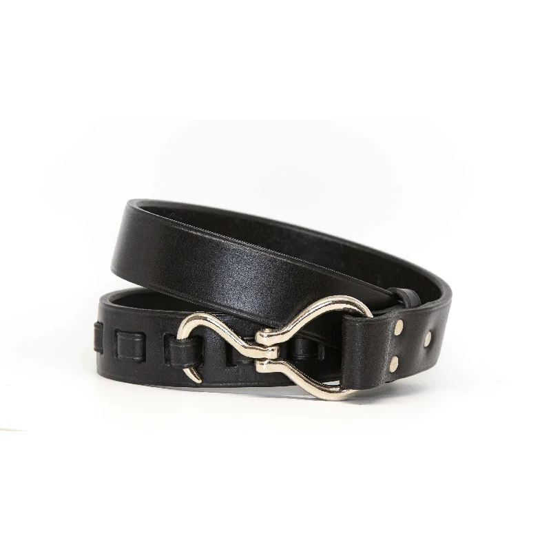 Unique brass floral belt-Black Hoof Pick Belt with Silver