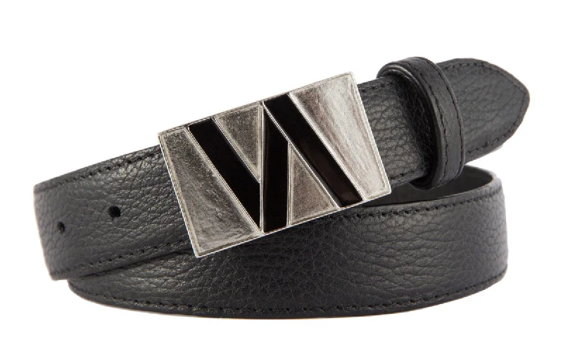 Slim leather snakeskin belt-Black Lightning Belt