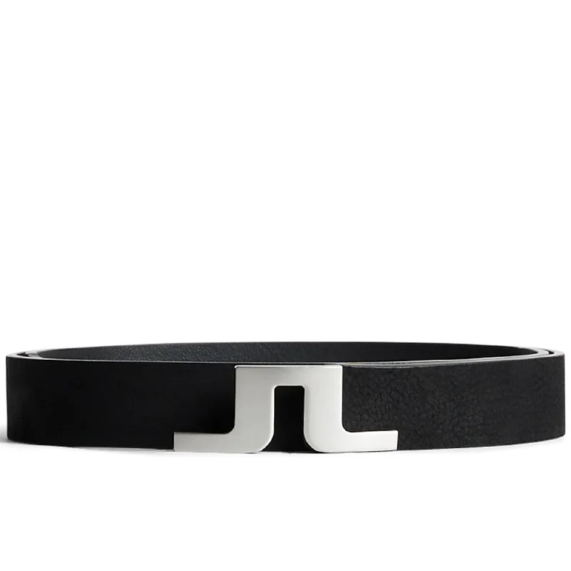 Minimalist beige leather belt-Bridger Nubuck Leather Belt Black - AW24