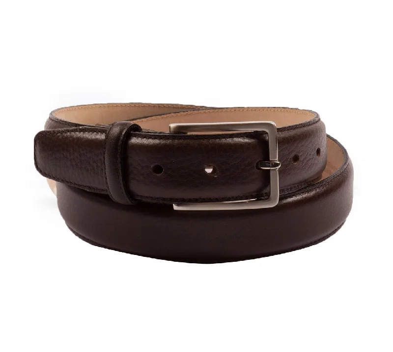 Rustic tan nylon buckle-Brown Pebble Grain 35mm Belt