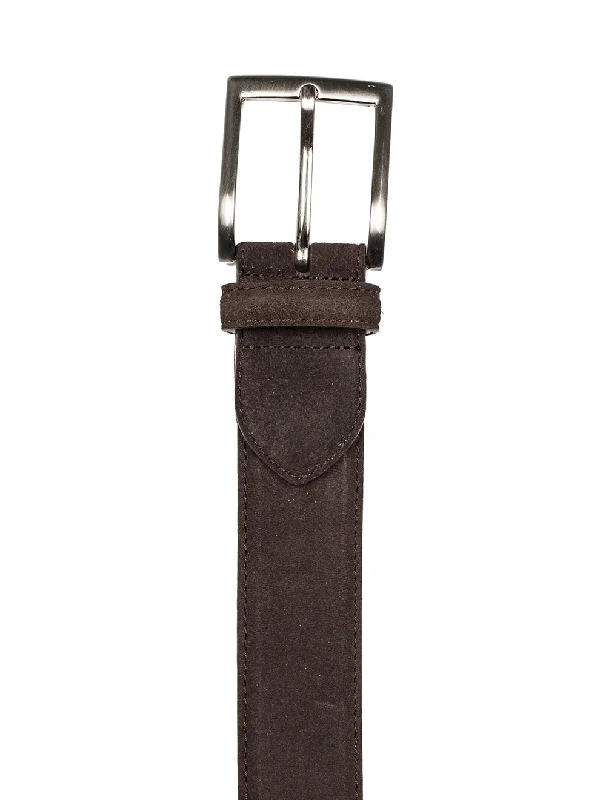 Wide nylon studded belt-Suede Belt Brown