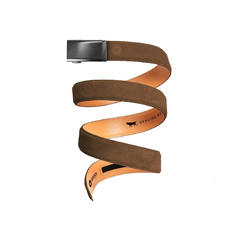 Elegant black fabric belt-Rust Suede Full-Grain