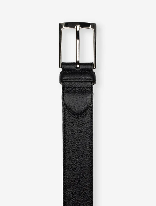 Minimalist beige fabric belt-Textured Leather Belt Black