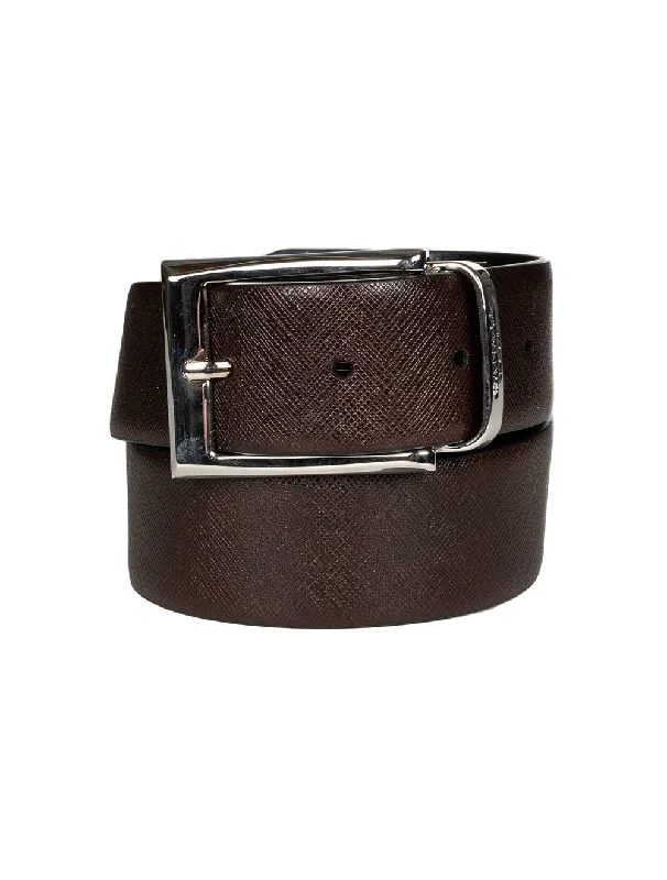 Minimalist white suede belt-Calfskin Belt Brown