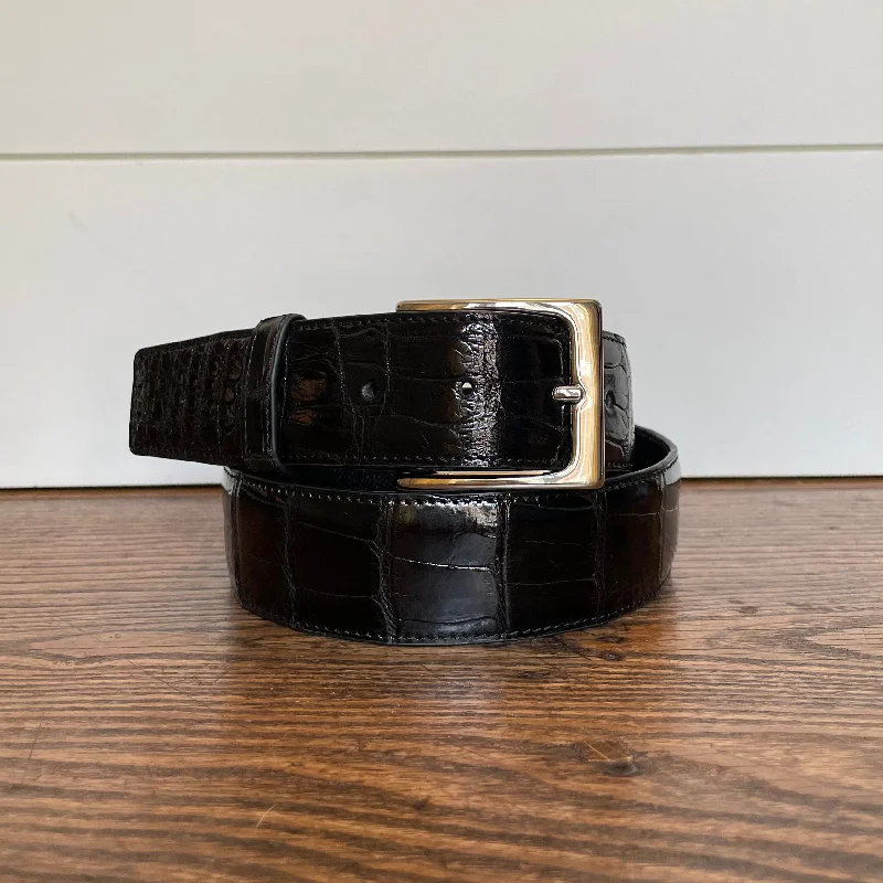 Rustic tan nylon belt-Full Skin Belt, Black Glazed