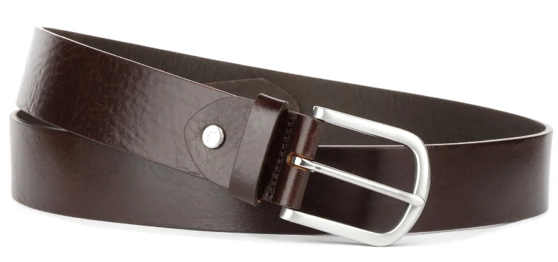 Slim patent floral belt-Casual Leather Belt Brown