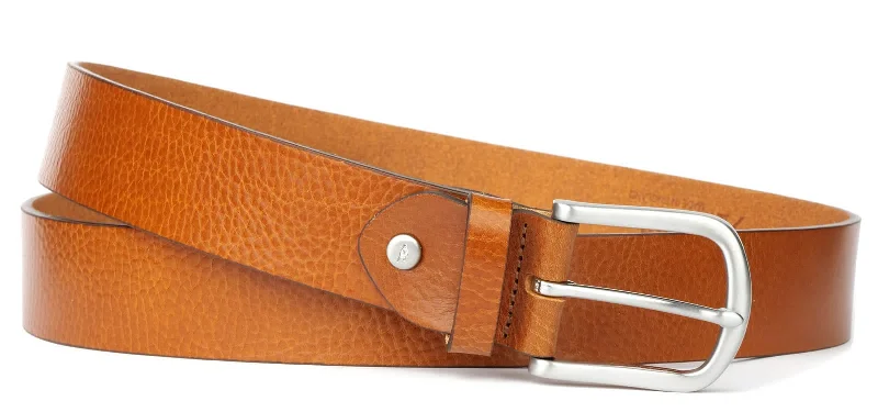 Elegant burgundy leather belt-Casual Leather Belt Tan