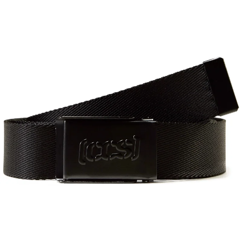 Minimalist white canvas belt-CCS Black Logo Buckle Belt - Black