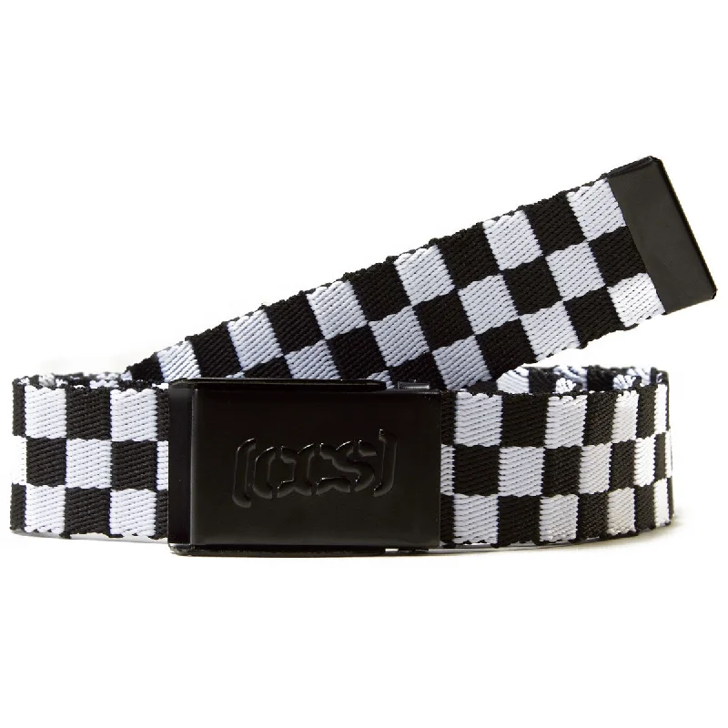 Vintage denim utility belt-CCS Black Logo Buckle Belt - Checkerboard