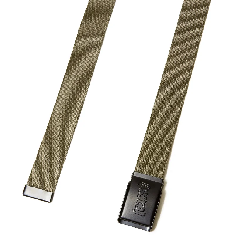 Minimalist gray leather buckle-CCS Black Logo Buckle Belt - Olive