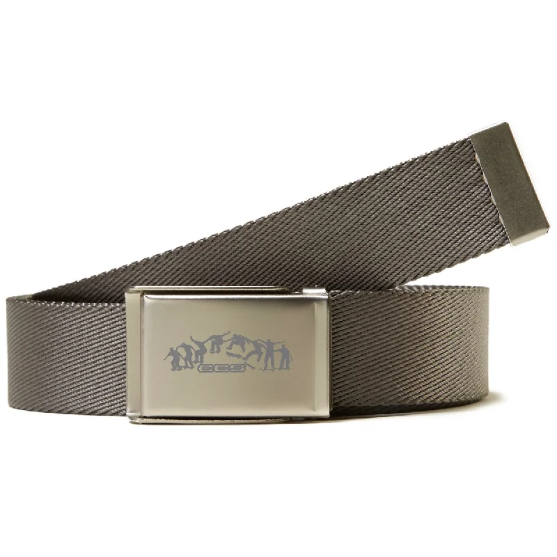 Minimalist gray suede belt-CCS Silver Kickflip Buckle Belt - Grey