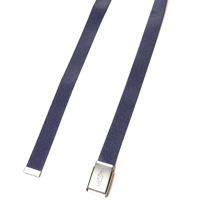 Wide suede floral belt-CCS Silver Kickflip Buckle Belt - Navy