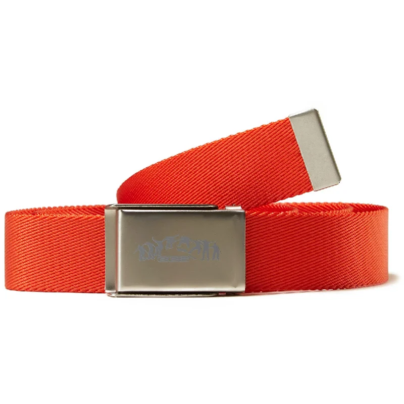 Elegant navy patent belt-CCS Silver Kickflip Buckle Belt - Orange