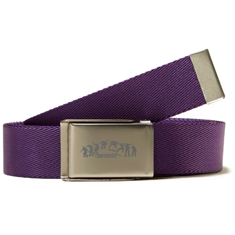 Modern gold leather buckle-CCS Silver Kickflip Buckle Belt - Purple