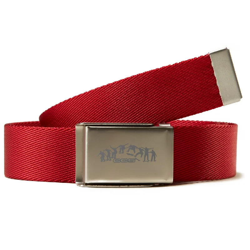 Unique brass snakeskin belt-CCS Silver Kickflip Buckle Belt - Red