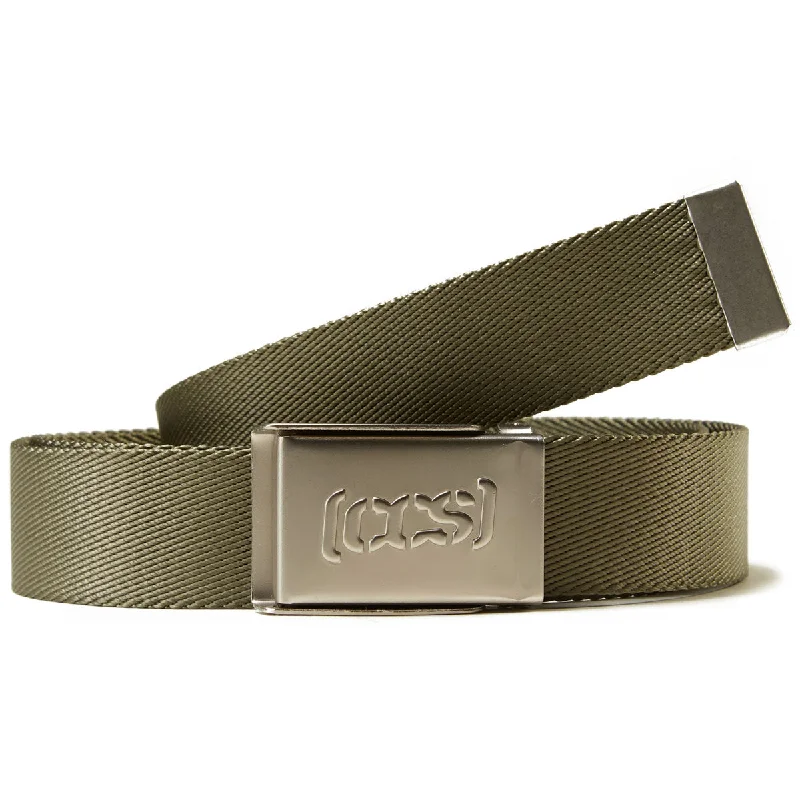 Modern black suede buckle-CCS Silver Logo Buckle Belt - Olive