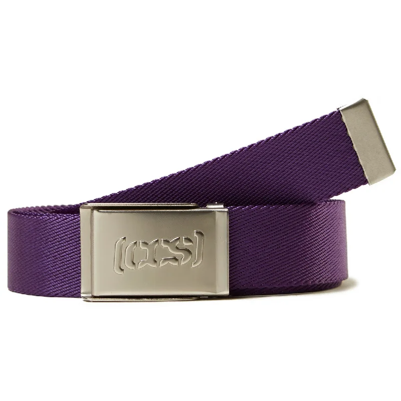 Minimalist beige leather buckle-CCS Silver Logo Buckle Belt - Purple