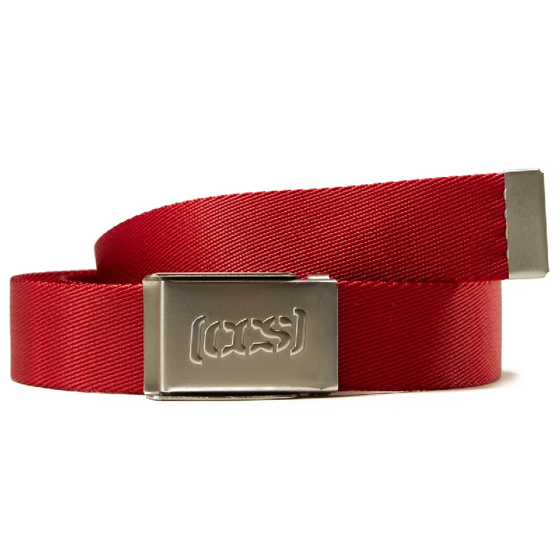 Wide canvas snakeskin belt-CCS Silver Logo Buckle Belt - Red