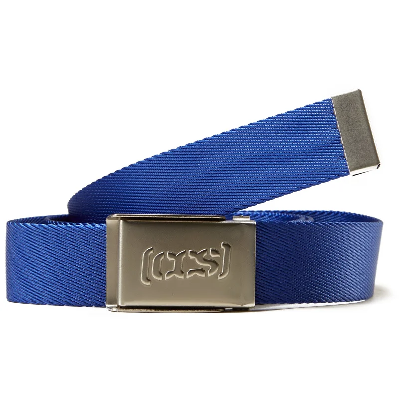 Slim nylon braided belt-CCS Silver Logo Buckle Belt - Royal Blue