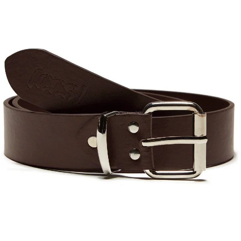 Elegant gold patent belt-CCS Vegan Leather Belt - Brown