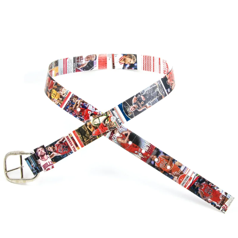 Handmade corduroy floral belt-Chicago Bulls Basketball Card Belt