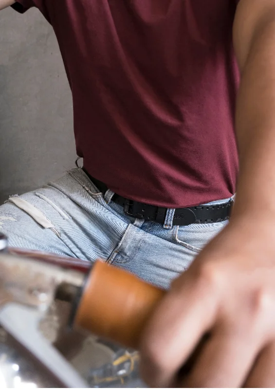 Rustic tan canvas belt-bronco belt classic black