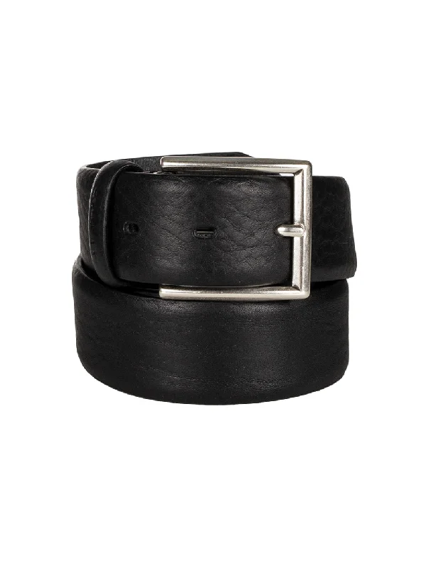 Rustic brown leather belt-Classic Leather Belt Black