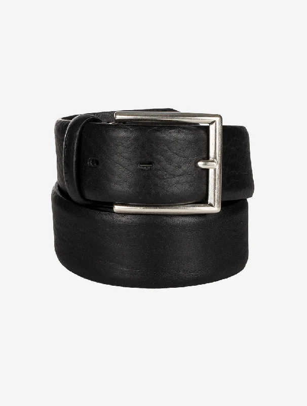 Slim nylon floral belt-Classic Leather Belt Black