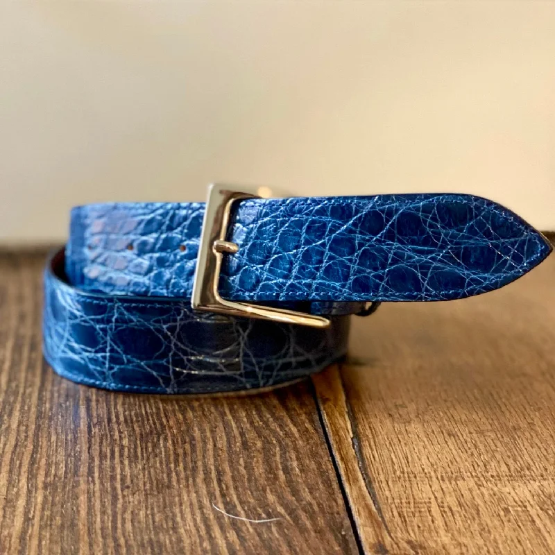 Handmade corduroy tan belt-Full Skin Belt, Navy Glazed