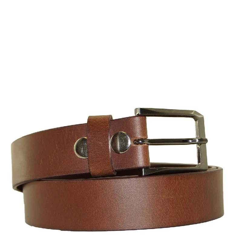 Handmade leather tooled belt-Replaceable Buckle Leather Belt - BOP1.5R TAN